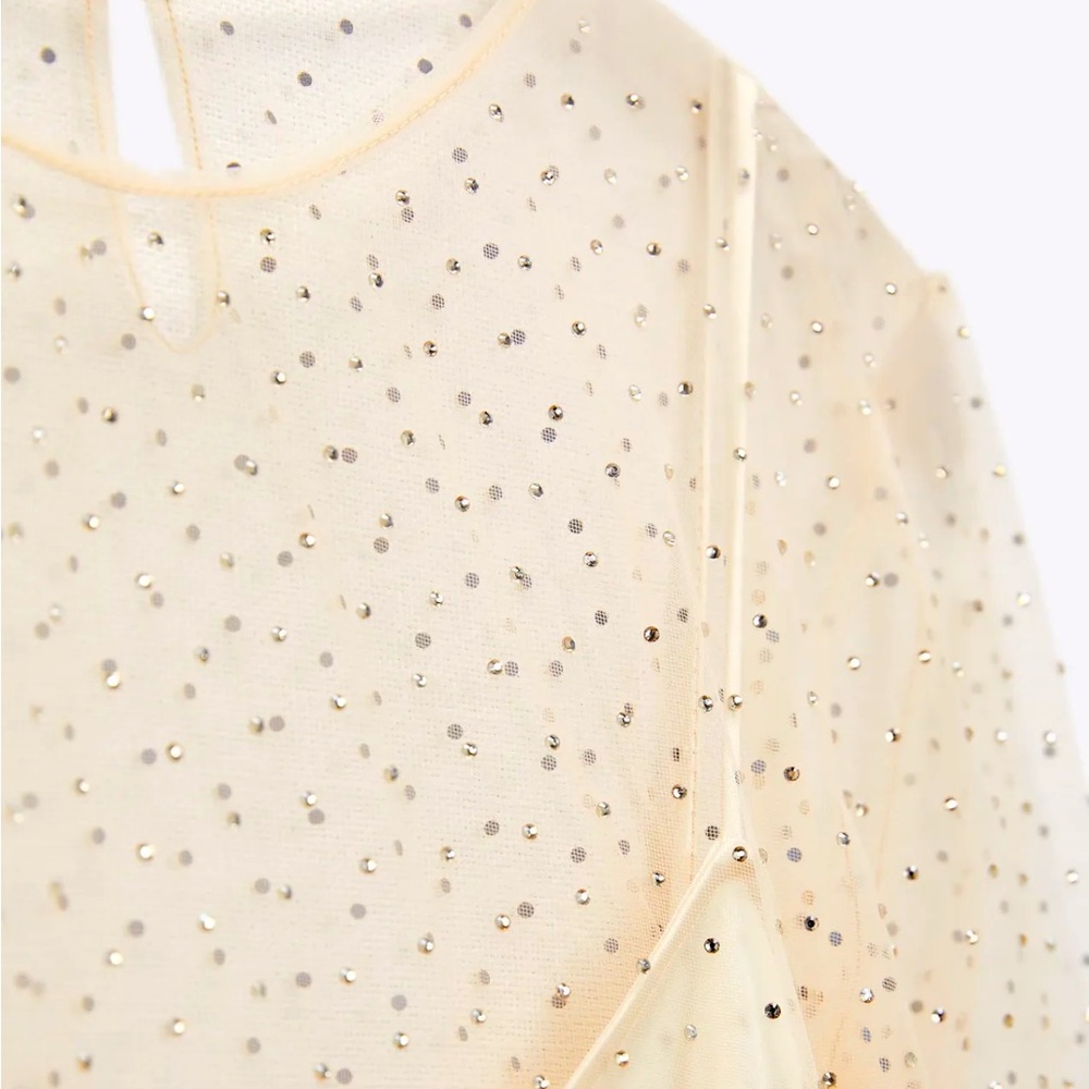 New Zara Gold Rhinestone Mini Dress - Picture 6 of 16